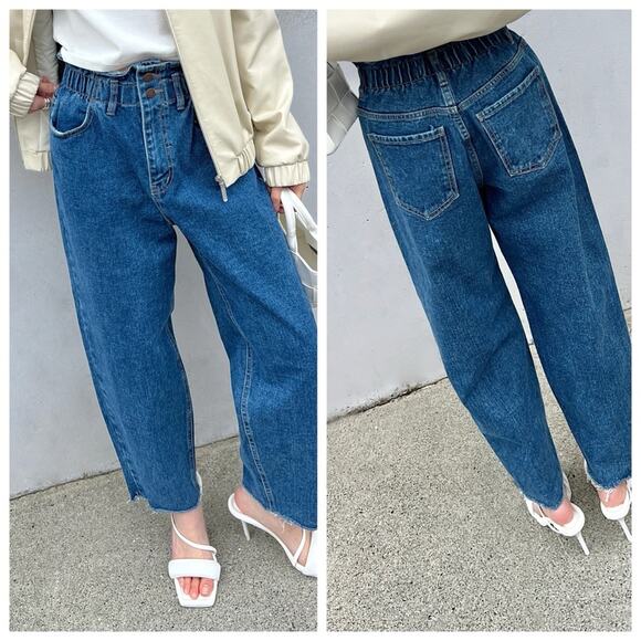 Oak + Fort Paperbag Waist Jean Size Large 100% Cotton - Picture 1 of 6